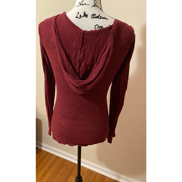 Women’s Size Large Lightweight Pullover Hoodie Long Sleeve Burgundy - Picture 4 of 8